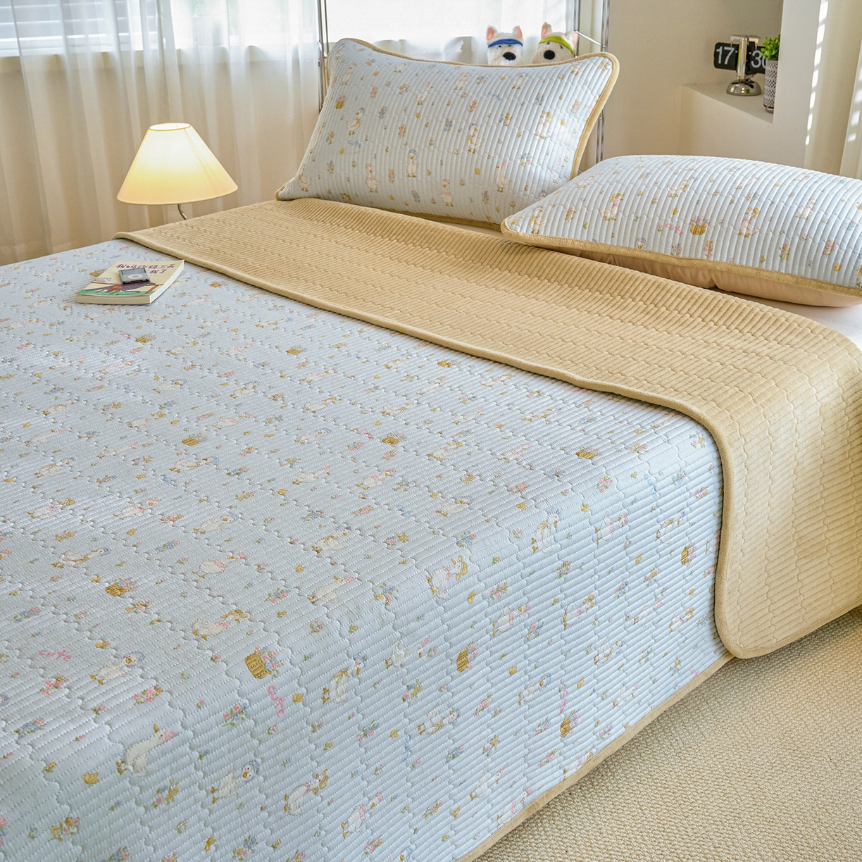 91家纺网 家纺一手货源 找家纺 X猫先生 2025新品棉加绒床盖一面全棉一面牛奶绒床盖炕盖加厚床单床垫四季款 萌萌鸭（A棉B绒）