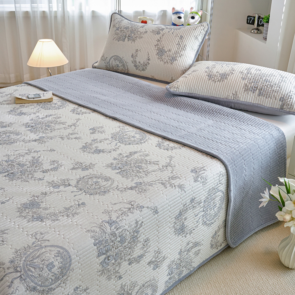 91家纺网 家纺一手货源 找家纺 X猫先生 2025新品棉加绒床盖一面全棉一面牛奶绒床盖炕盖加厚床单床垫四季款 莫奈花园（A棉B绒）