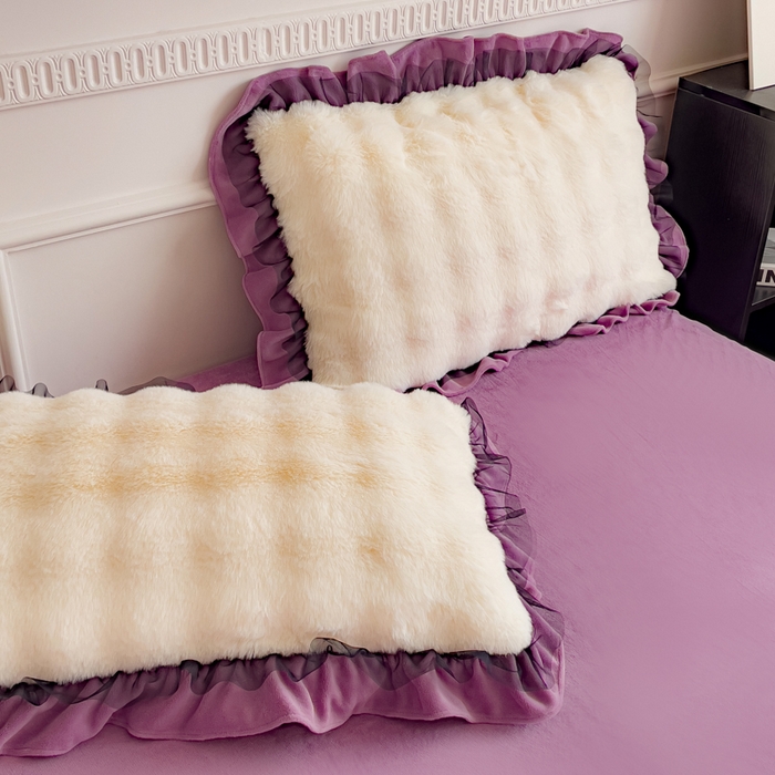 睡美人 2025新款亲肤舒适牛奶绒单品系列单枕套单品枕套单件枕套 薰衣紫