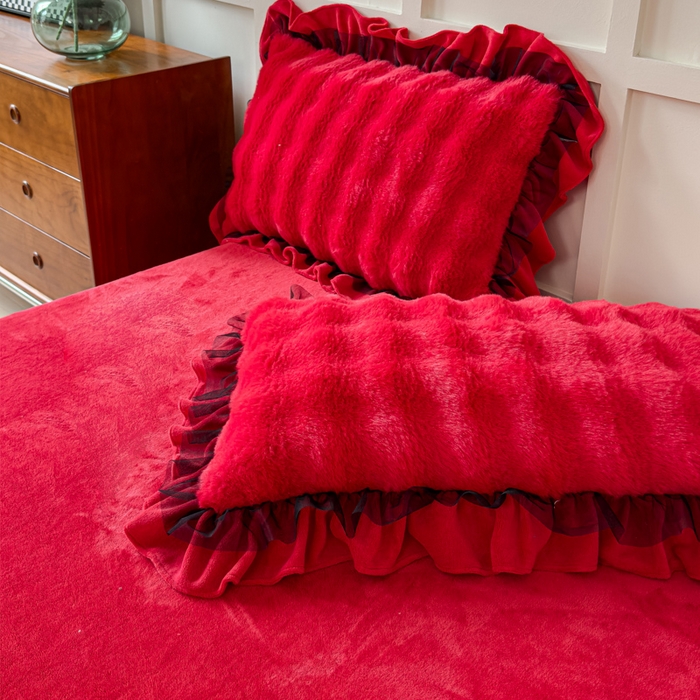 睡美人 2025新款亲肤舒适牛奶绒单品系列单枕套单品枕套单件枕套 纯红色