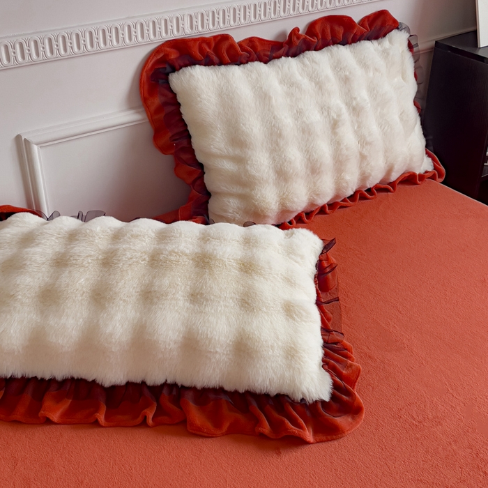 睡美人 2025新款亲肤舒适牛奶绒单品系列单枕套单品枕套单件枕套 阳光橙