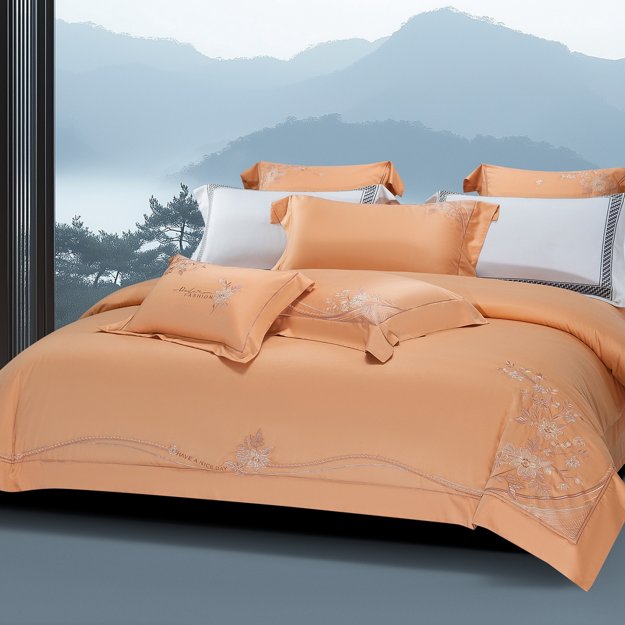 91家纺网 家纺一手货源 找家纺 高大尚婚庆馆 2025新款磨毛四件套-梦语 梦语-南瓜橘