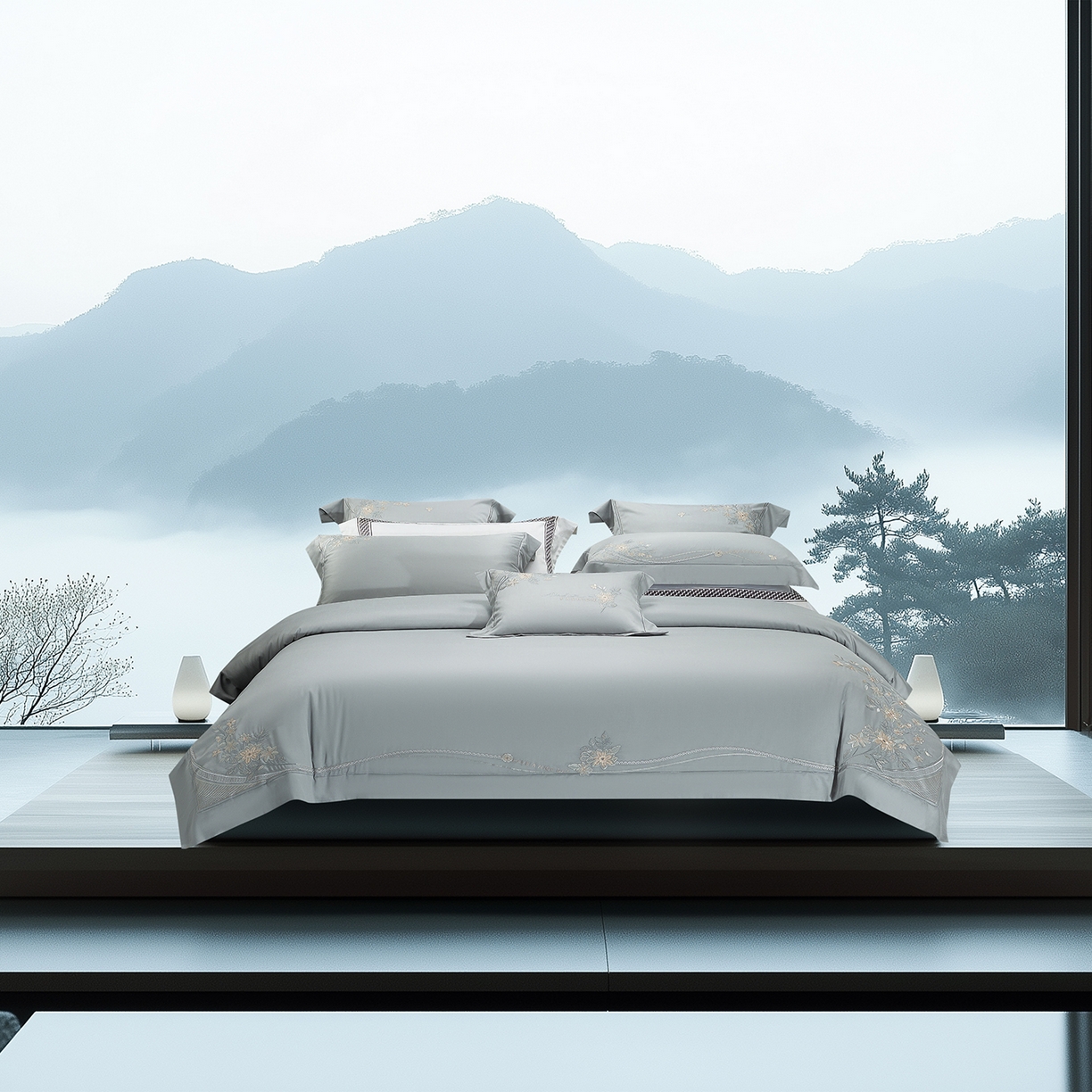 91家纺网 家纺一手货源 找家纺 高大尚婚庆馆 2025新款磨毛四件套-梦语 梦语-绅士灰