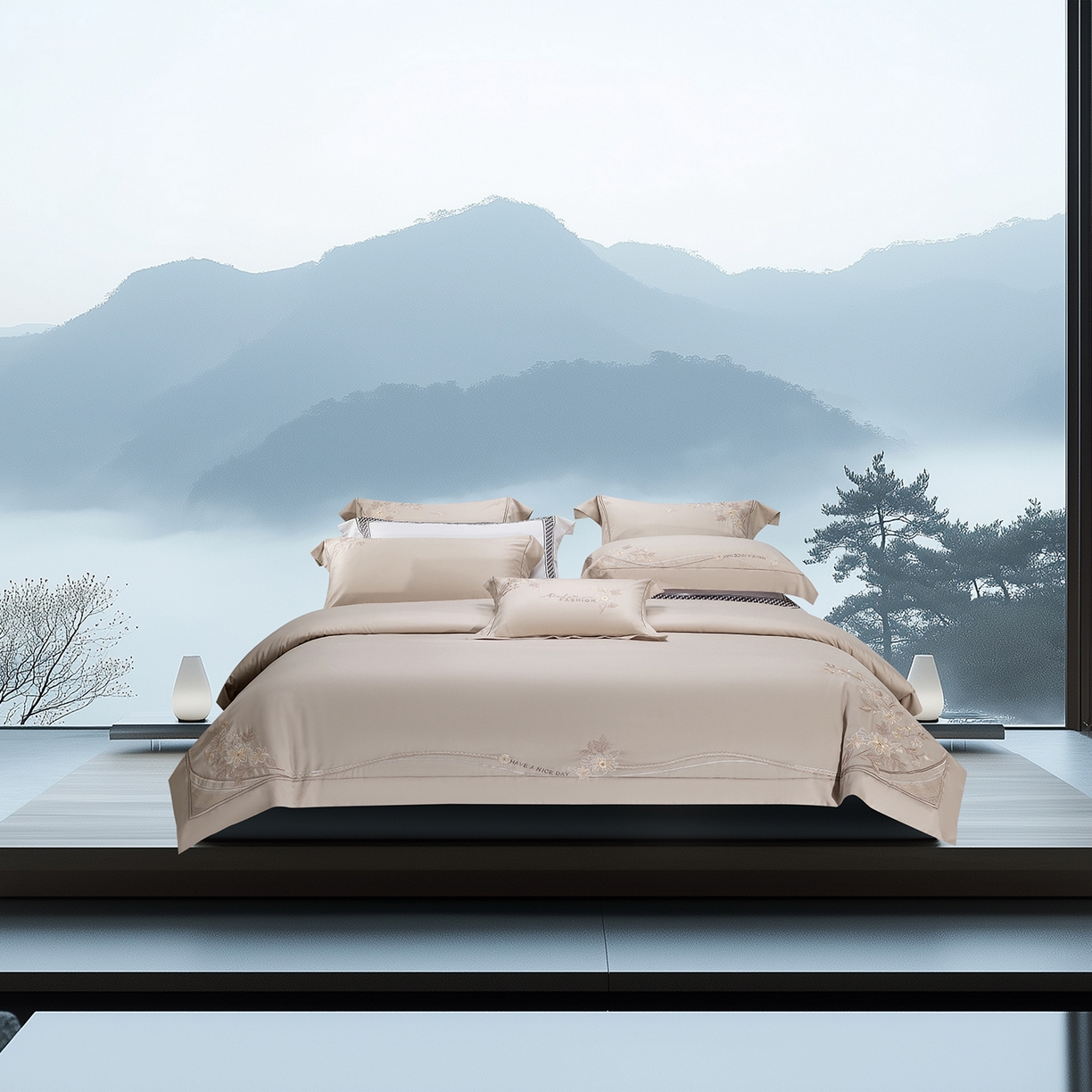 91家纺网 家纺一手货源 找家纺 （总）高大尚婚庆馆 2025新款磨毛四件套-梦语