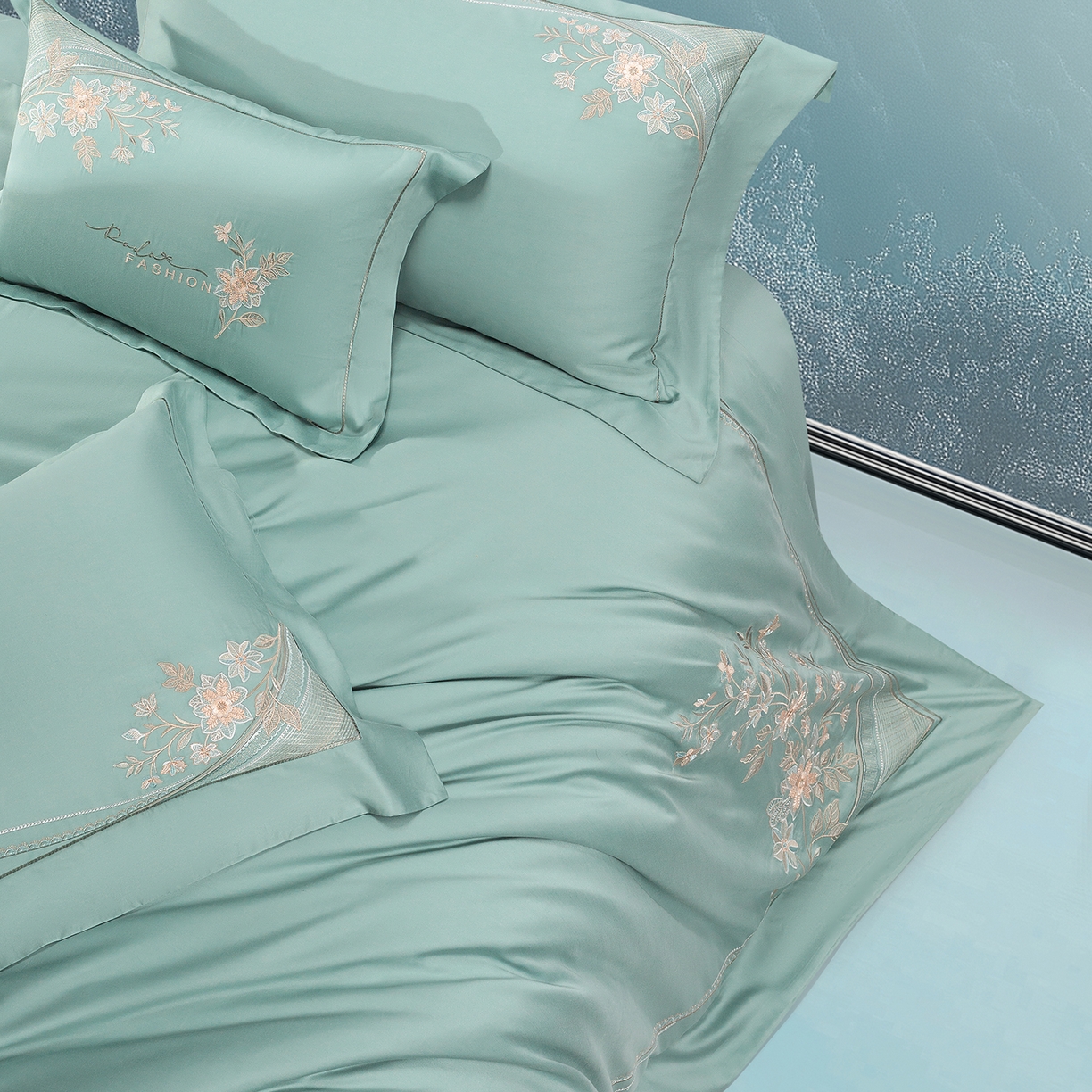 91家纺网 家纺一手货源 找家纺 高大尚婚庆馆 2025新款磨毛四件套-梦语 梦语-极光蓝