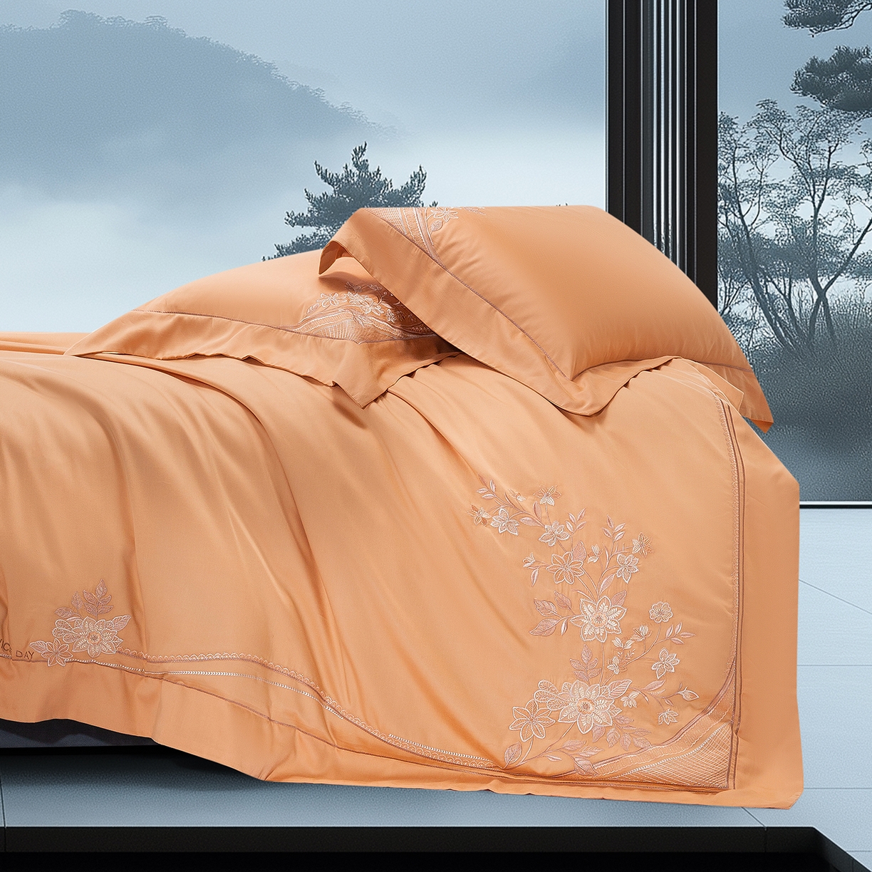 91家纺网 家纺一手货源 找家纺 高大尚婚庆馆 2025新款磨毛四件套-梦语 梦语-南瓜橘