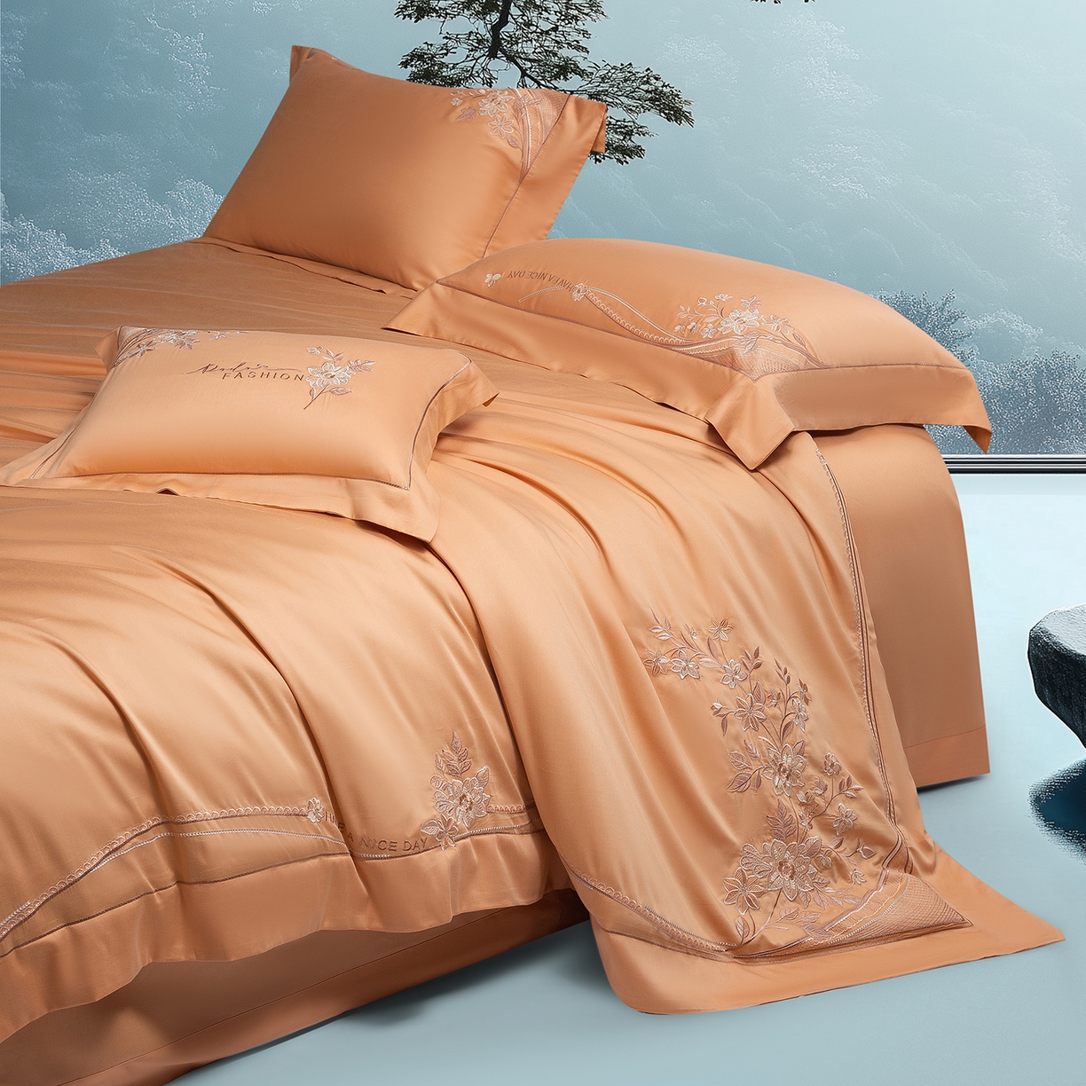 91家纺网 家纺一手货源 找家纺 高大尚婚庆馆 2025新款磨毛四件套-梦语 梦语-南瓜橘