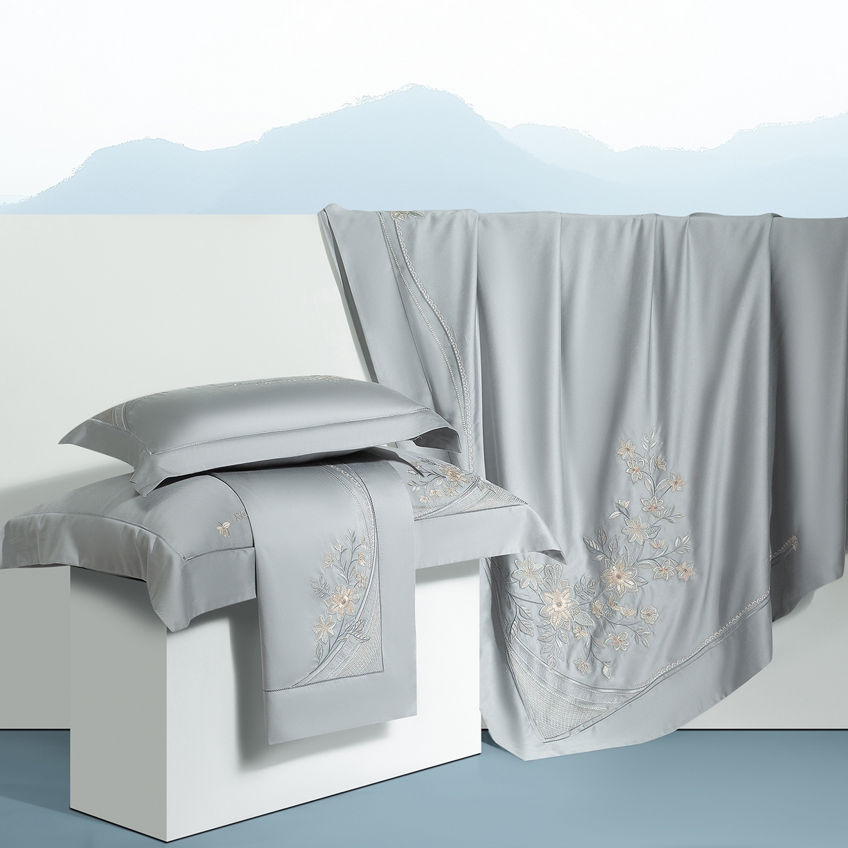 91家纺网 家纺一手货源 找家纺 高大尚婚庆馆 2025新款磨毛四件套-梦语 梦语-绅士灰