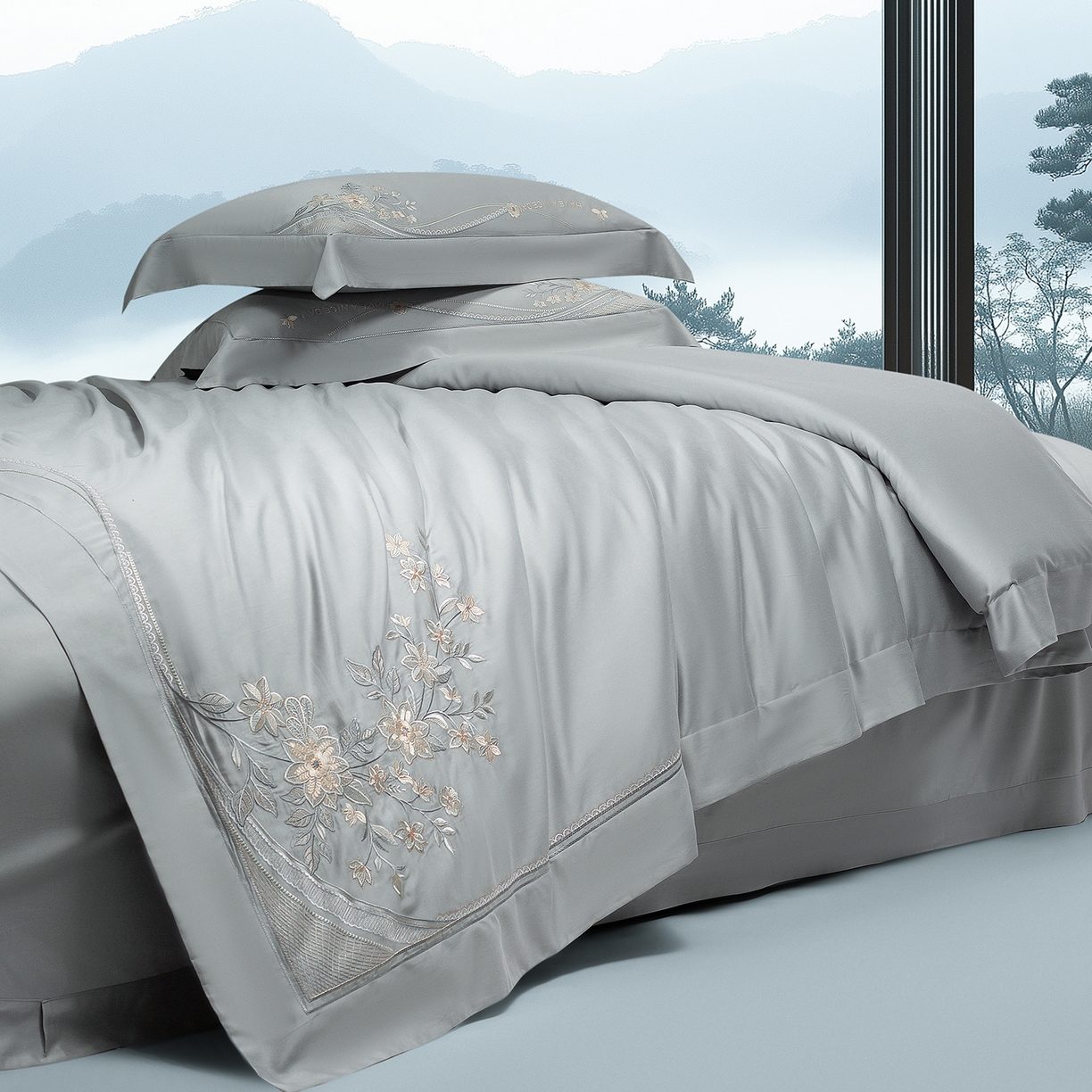 91家纺网 家纺一手货源 找家纺 高大尚婚庆馆 2025新款磨毛四件套-梦语 梦语-绅士灰