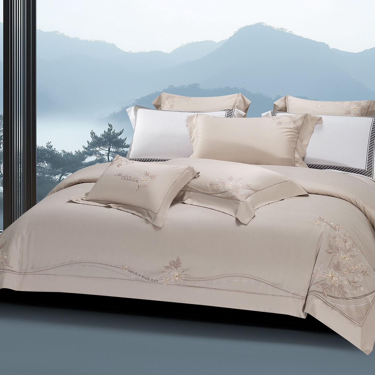 91家纺网 家纺一手货源 找家纺 高大尚婚庆馆 2025新款磨毛四件套-梦语 梦语-香槟金