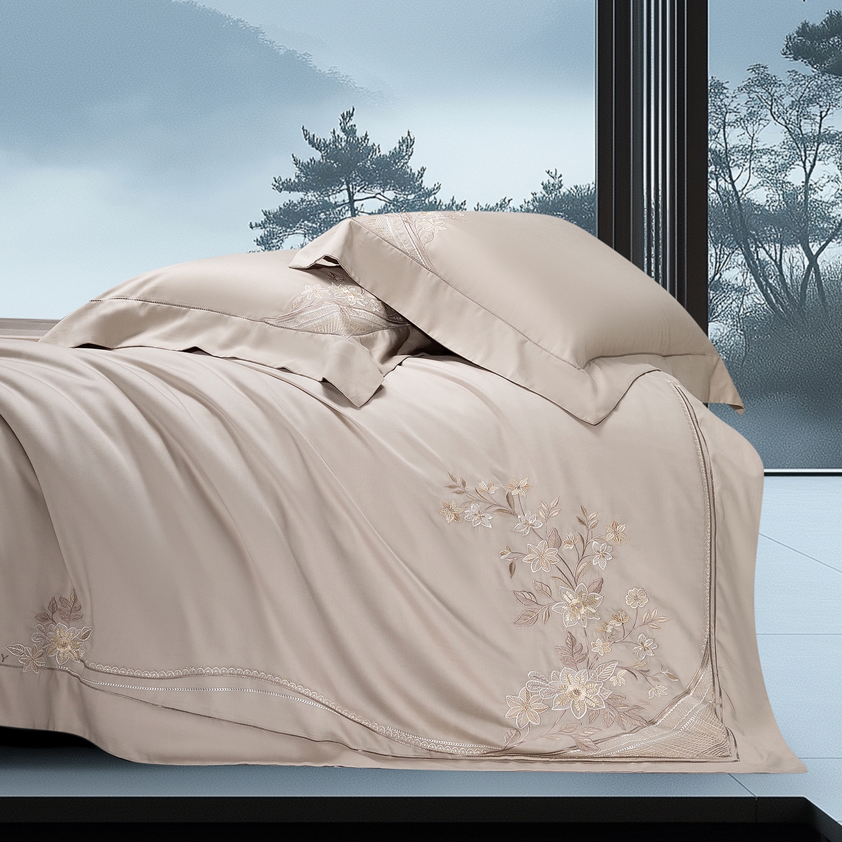 91家纺网 家纺一手货源 找家纺 高大尚婚庆馆 2025新款磨毛四件套-梦语 梦语-香槟金