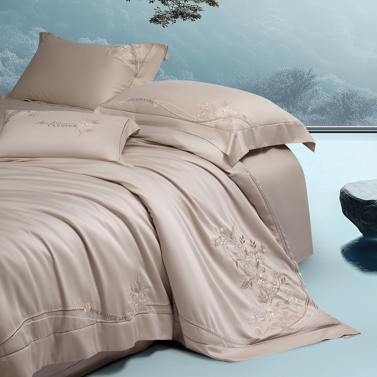 91家纺网 家纺一手货源 找家纺 高大尚婚庆馆 2025新款磨毛四件套-梦语 梦语-香槟金