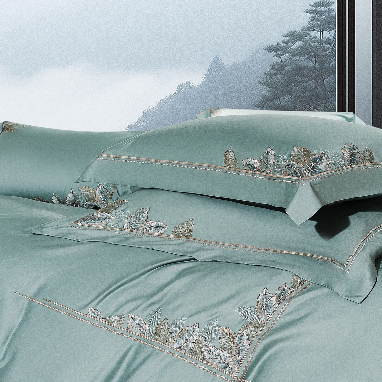 91家纺网 家纺一手货源 找家纺 （总）高大尚婚庆馆 2025新款磨毛四件套-蒂凡尼