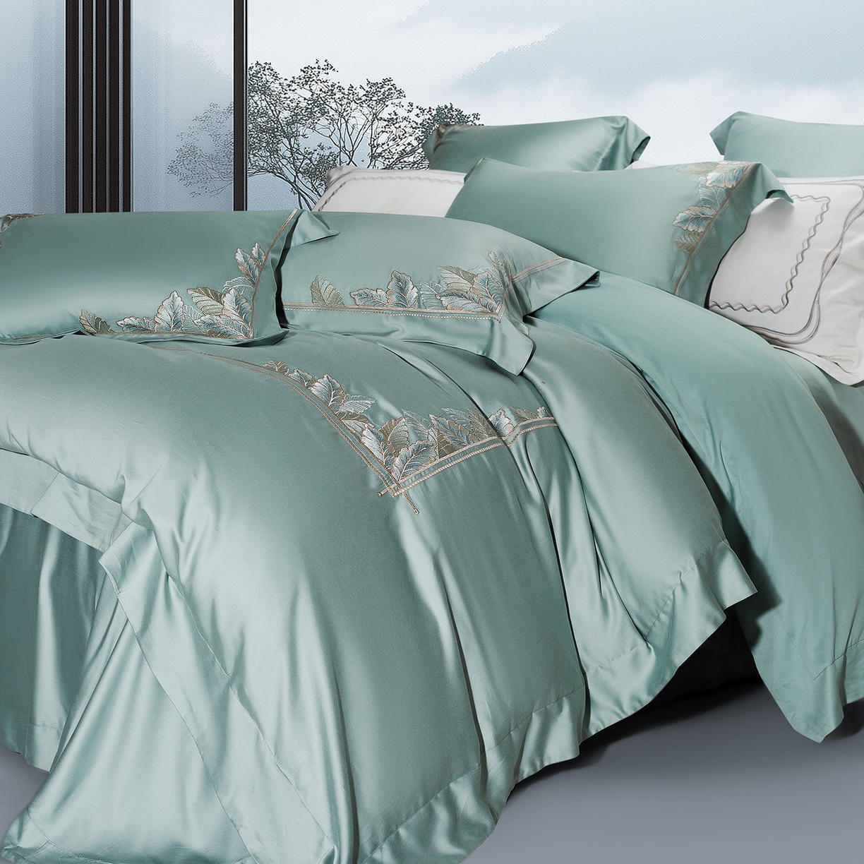 91家纺网 家纺一手货源 找家纺 （总）高大尚婚庆馆 2025新款磨毛四件套-蒂凡尼