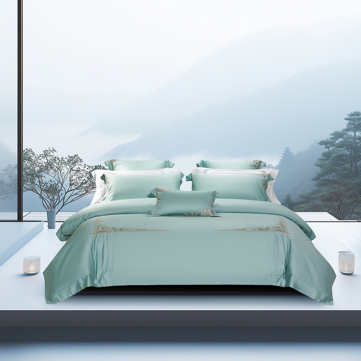 91家纺网 家纺一手货源 找家纺 （总）高大尚婚庆馆 2025新款磨毛四件套-蒂凡尼