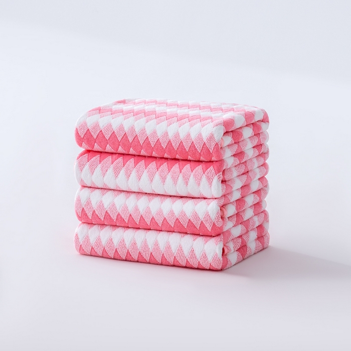 91家纺网 家纺一手货源 找家纺 （总）彩虹毛巾 加厚珊瑚绒毛巾浴巾套装三色格珊瑚绒吸水干发巾跨境外贸毛巾浴巾两件套女生洗澡毛浴巾方巾毛巾浴巾三件套