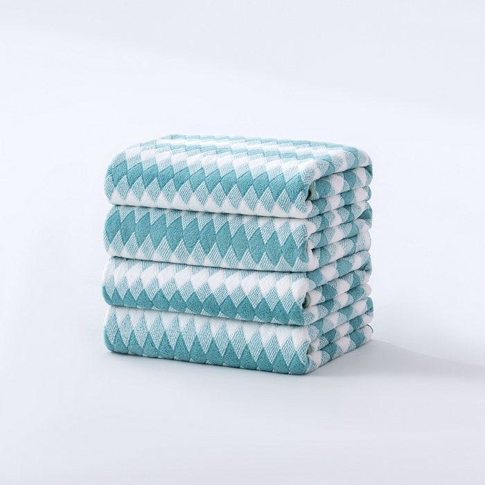 91家纺网 家纺一手货源 找家纺 （总）彩虹毛巾 加厚珊瑚绒毛巾浴巾套装三色格珊瑚绒吸水干发巾跨境外贸毛巾浴巾两件套女生洗澡毛浴巾方巾毛巾浴巾三件套