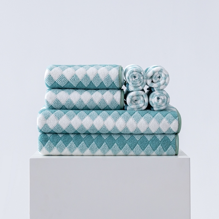 91家纺网 家纺一手货源 找家纺 （总）彩虹毛巾 加厚珊瑚绒毛巾浴巾套装三色格珊瑚绒吸水干发巾跨境外贸毛巾浴巾两件套女生洗澡毛浴巾方巾毛巾浴巾三件套