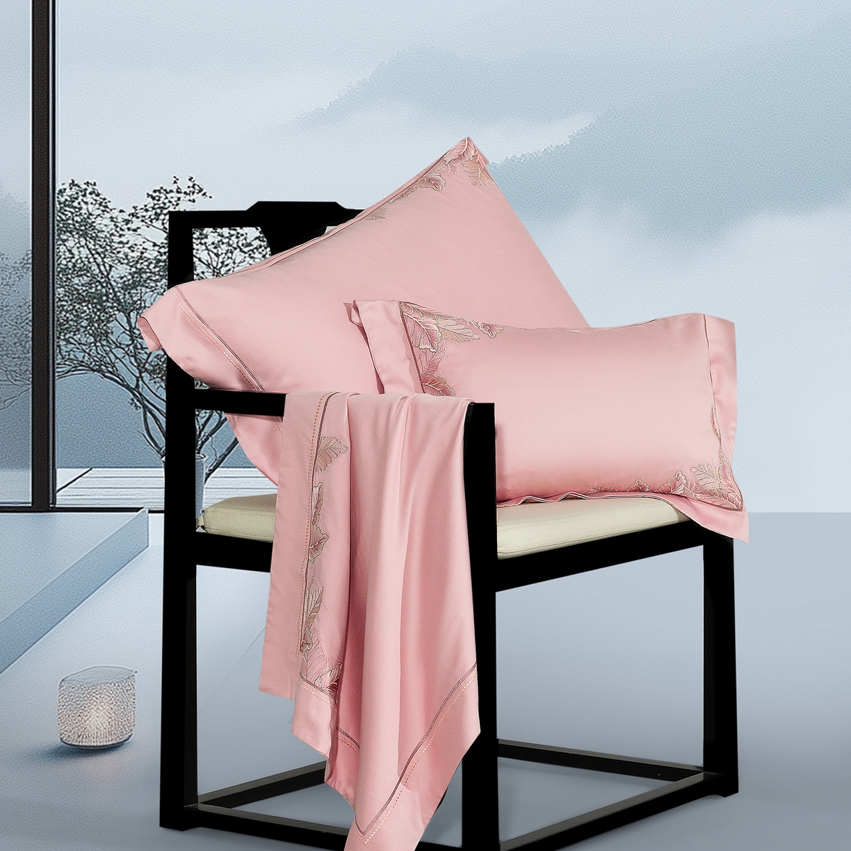 91家纺网 家纺一手货源 找家纺 高大尚婚庆馆 2025新款磨毛四件套-蒂凡尼 蒂凡尼-落樱粉