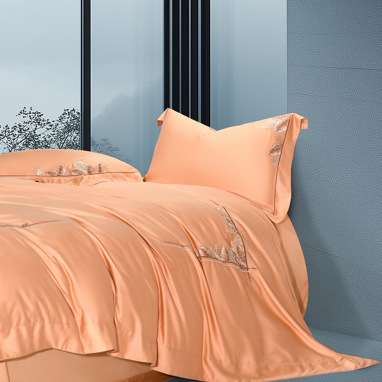 91家纺网 家纺一手货源 找家纺 高大尚婚庆馆 2025新款磨毛四件套-蒂凡尼 蒂凡尼-南瓜橘