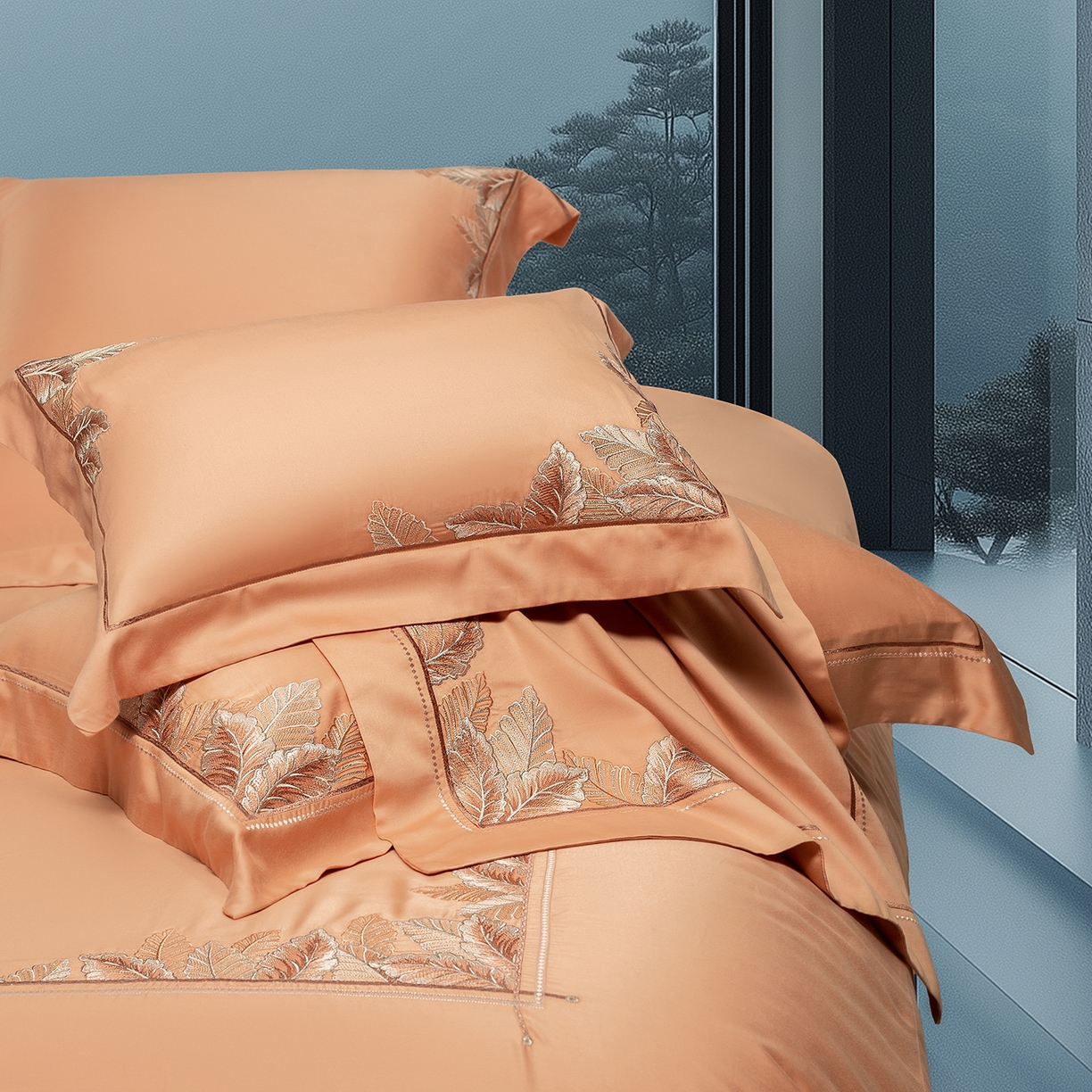 91家纺网 家纺一手货源 找家纺 高大尚婚庆馆 2025新款磨毛四件套-蒂凡尼 蒂凡尼-南瓜橘