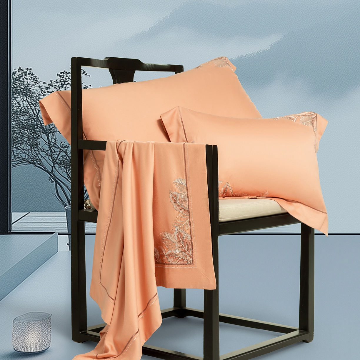 91家纺网 家纺一手货源 找家纺 高大尚婚庆馆 2025新款磨毛四件套-蒂凡尼 蒂凡尼-南瓜橘