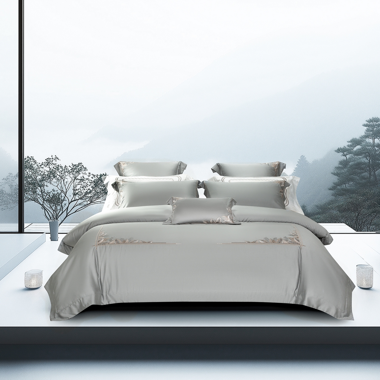 91家纺网 家纺一手货源 找家纺 高大尚婚庆馆 2025新款磨毛四件套-蒂凡尼 蒂凡尼-绅士灰