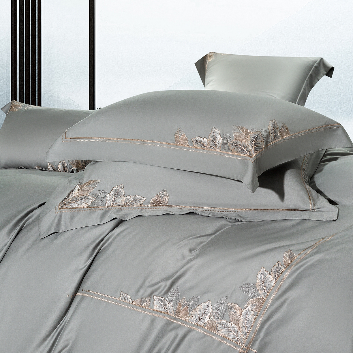 91家纺网 家纺一手货源 找家纺 高大尚婚庆馆 2025新款磨毛四件套-蒂凡尼 蒂凡尼-绅士灰