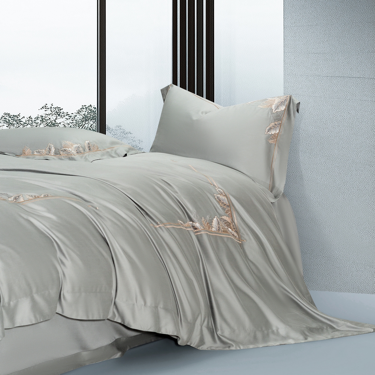 91家纺网 家纺一手货源 找家纺 高大尚婚庆馆 2025新款磨毛四件套-蒂凡尼 蒂凡尼-绅士灰