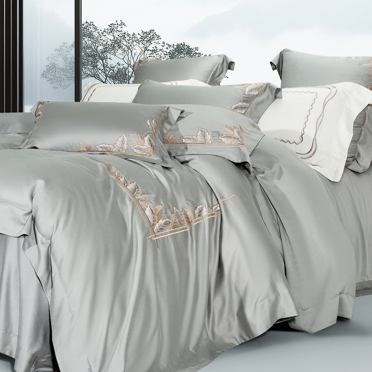 91家纺网 家纺一手货源 找家纺 高大尚婚庆馆 2025新款磨毛四件套-蒂凡尼 蒂凡尼-绅士灰