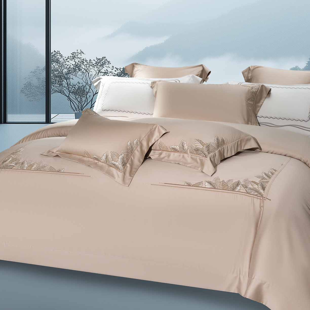 91家纺网 家纺一手货源 找家纺 高大尚婚庆馆 2025新款磨毛四件套-蒂凡尼 蒂凡尼-香槟金