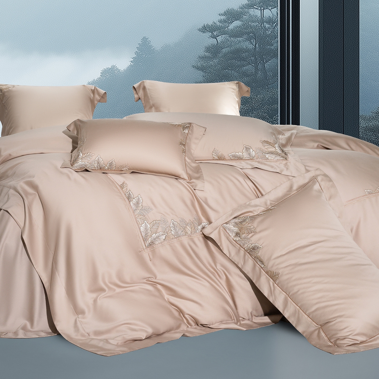 91家纺网 家纺一手货源 找家纺 高大尚婚庆馆 2025新款磨毛四件套-蒂凡尼 蒂凡尼-香槟金