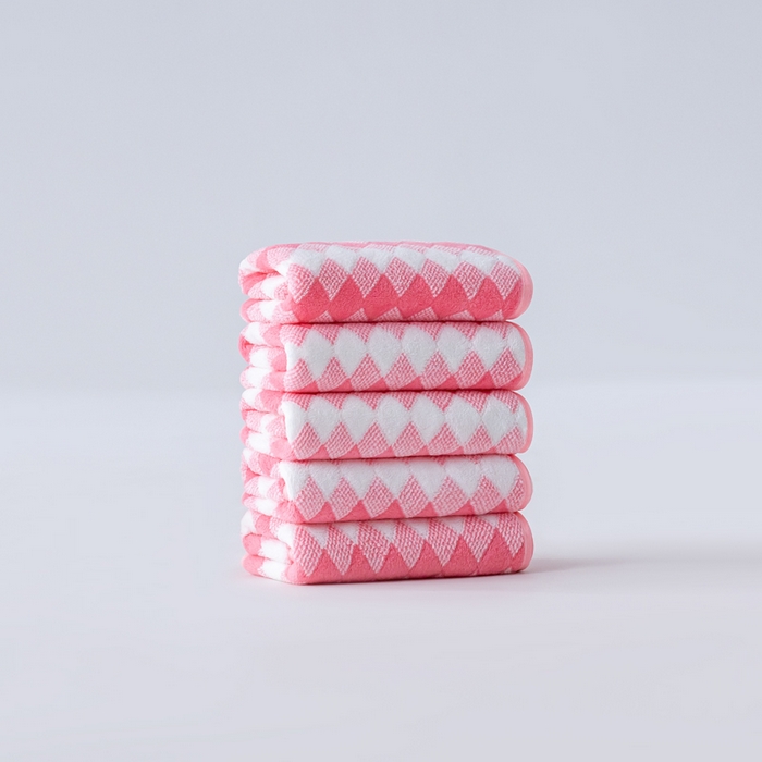 彩虹毛巾 加厚珊瑚绒毛巾浴巾套装三色格珊瑚绒吸水干发巾跨境外贸毛巾浴巾两件套女生洗澡毛浴巾方巾毛巾浴巾三件套 35*75cm毛巾-粉白5条装 均码