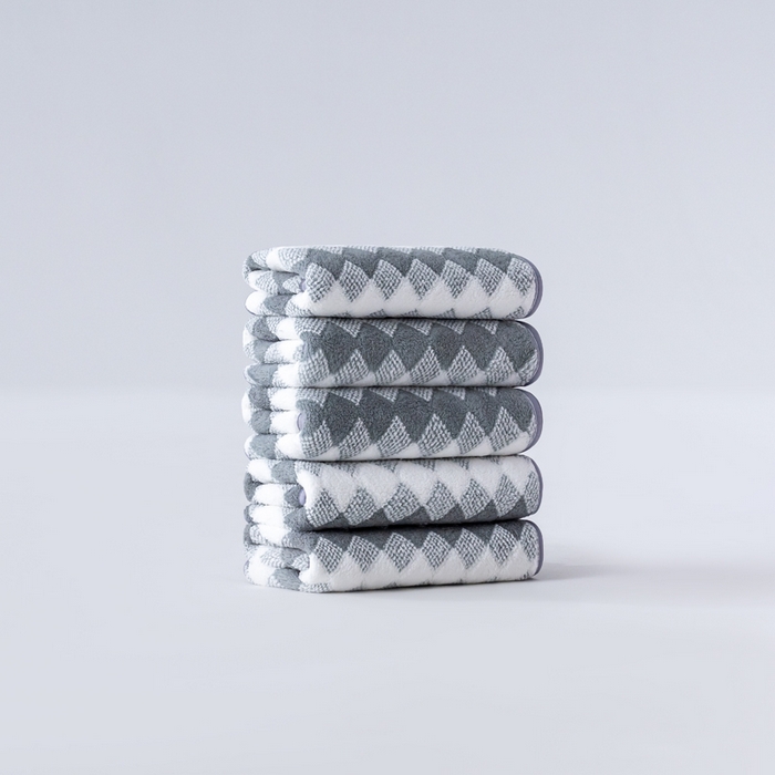 彩虹毛巾 加厚珊瑚绒毛巾浴巾套装三色格珊瑚绒吸水干发巾跨境外贸毛巾浴巾两件套女生洗澡毛浴巾方巾毛巾浴巾三件套 35*75cm毛巾-灰白5条装 均码