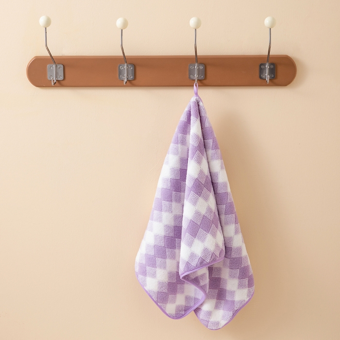 91家纺网 家纺一手货源 找家纺 彩虹毛巾 加厚珊瑚绒毛巾浴巾套装三色格珊瑚绒吸水干发巾跨境外贸毛巾浴巾两件套女生洗澡毛浴巾方巾毛巾浴巾三件套 70*140cm浴巾-紫白2条装 均码