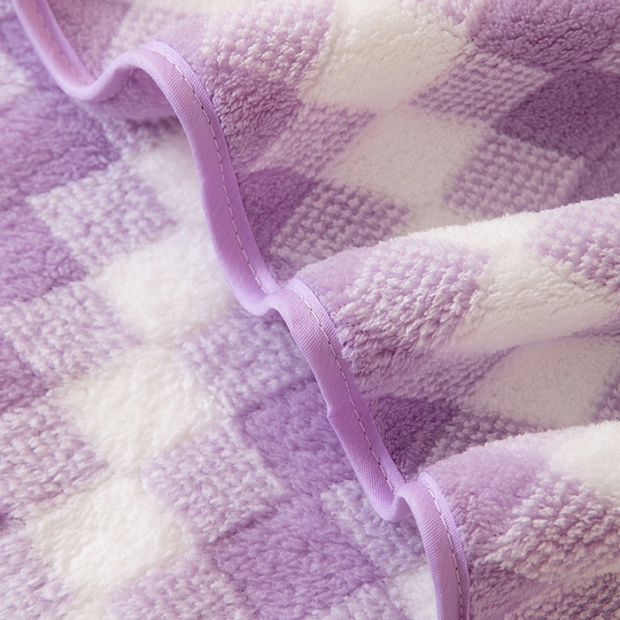 91家纺网 家纺一手货源 找家纺 彩虹毛巾 加厚珊瑚绒毛巾浴巾套装三色格珊瑚绒吸水干发巾跨境外贸毛巾浴巾两件套女生洗澡毛浴巾方巾毛巾浴巾三件套 70*140cm浴巾-紫白2条装 均码