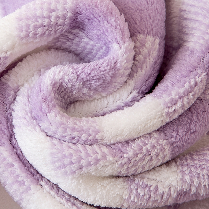 91家纺网 家纺一手货源 找家纺 彩虹毛巾 加厚珊瑚绒毛巾浴巾套装三色格珊瑚绒吸水干发巾跨境外贸毛巾浴巾两件套女生洗澡毛浴巾方巾毛巾浴巾三件套 70*140cm浴巾-紫白2条装 均码