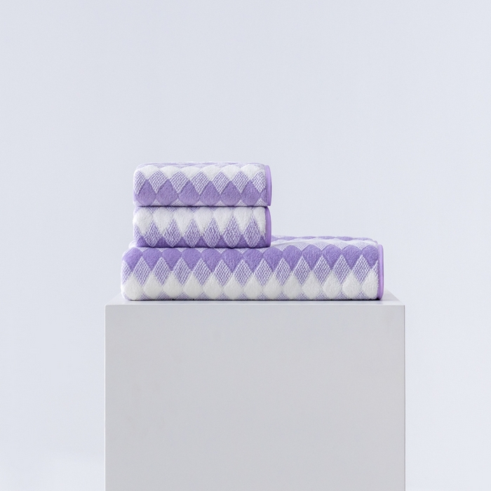 彩虹毛巾 加厚珊瑚绒毛巾浴巾套装三色格珊瑚绒吸水干发巾跨境外贸毛巾浴巾两件套女生洗澡毛浴巾方巾毛巾浴巾三件套 紫白-1条浴巾+2条毛巾 均码