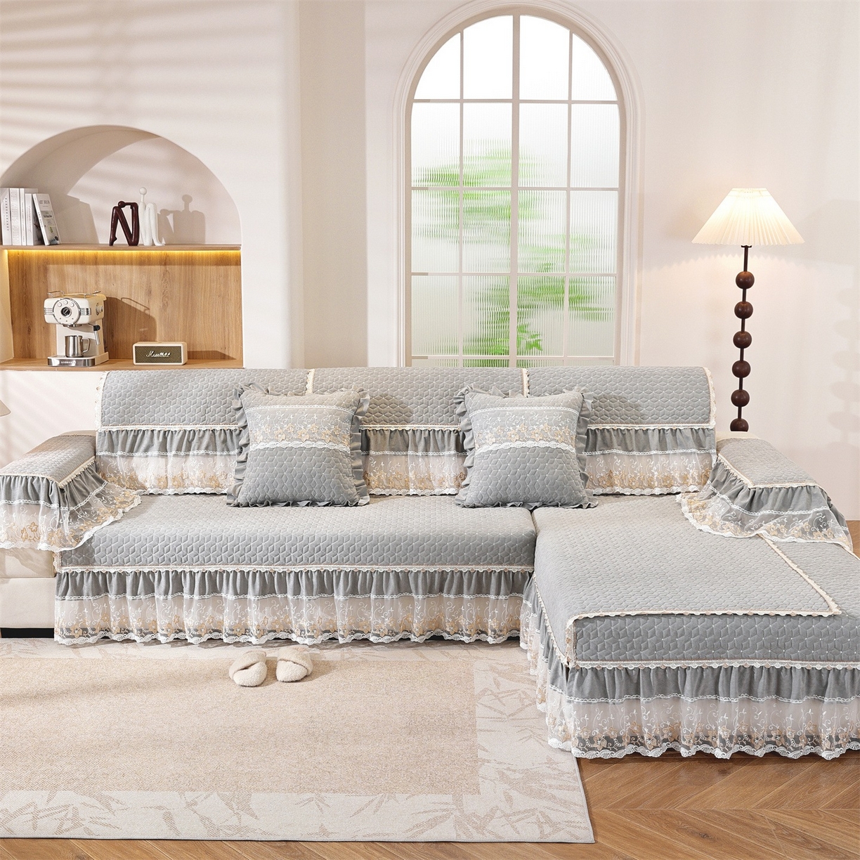 91家纺网 家纺一手货源 找家纺 共鸣沙发垫 2025新款羊毛尼沙发垫 羊毛尼灰色