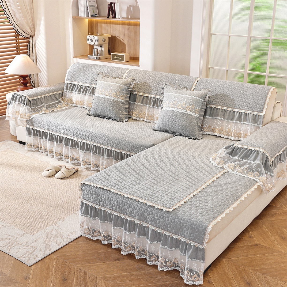 共鸣沙发垫 2025新款羊毛尼沙发垫 羊毛尼灰色