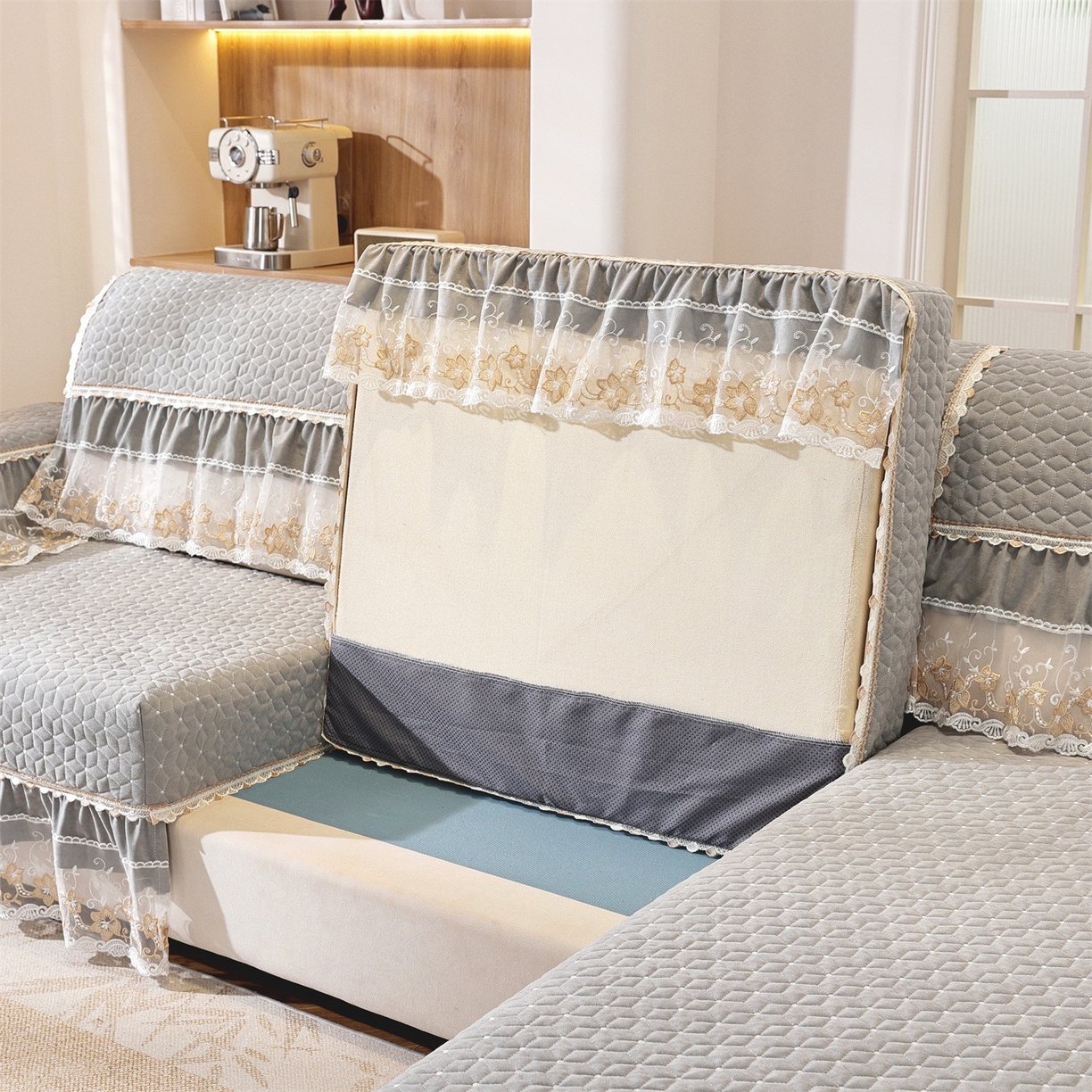 91家纺网 家纺一手货源 找家纺 共鸣沙发垫 2025新款羊毛尼沙发垫 羊毛尼灰色