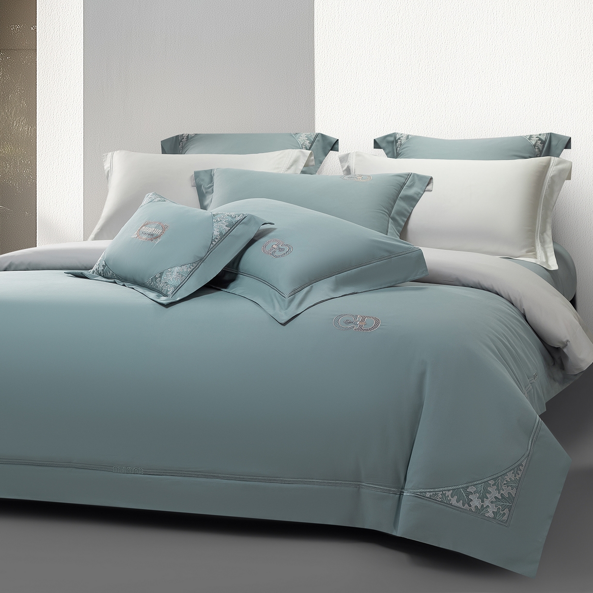 91家纺网 家纺一手货源 找家纺 高大尚婚庆馆 2025新款长绒棉磨毛四件套-贝罗 贝罗-极光蓝