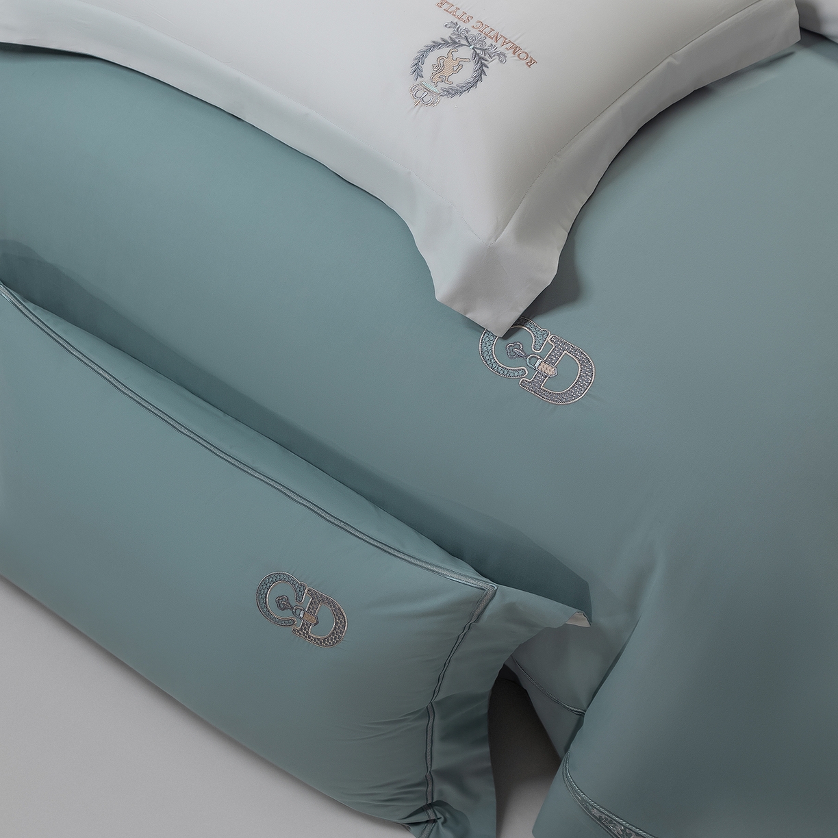 91家纺网 家纺一手货源 找家纺 高大尚婚庆馆 2025新款长绒棉磨毛四件套-贝罗 贝罗-极光蓝