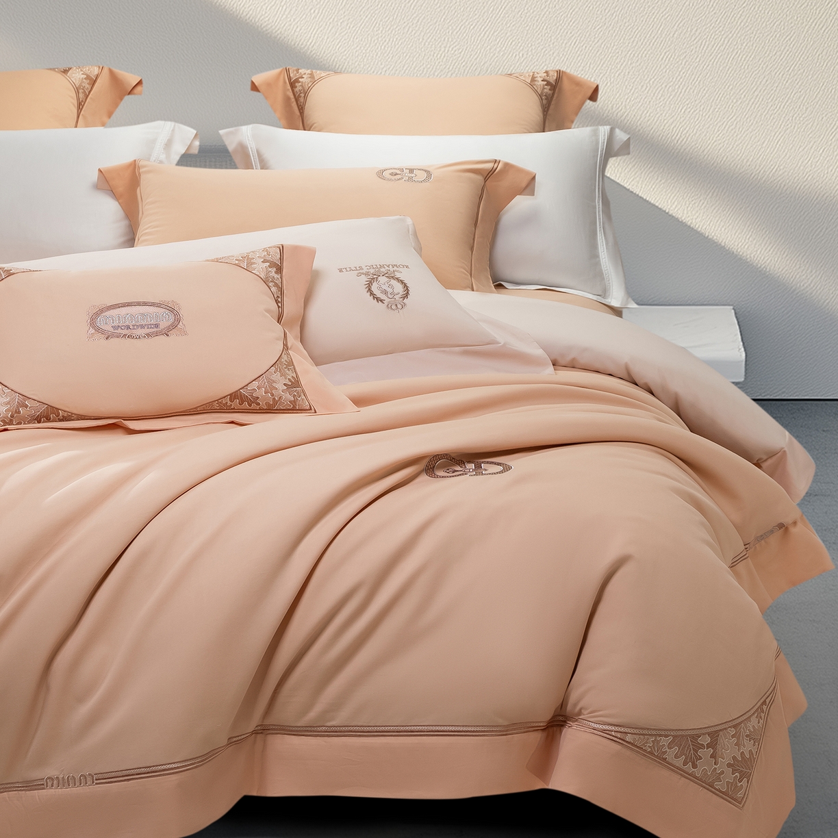 91家纺网 家纺一手货源 找家纺 高大尚婚庆馆 2025新款长绒棉磨毛四件套-贝罗 贝罗-南瓜橘