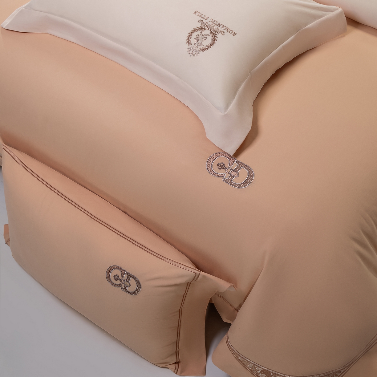 91家纺网 家纺一手货源 找家纺 高大尚婚庆馆 2025新款长绒棉磨毛四件套-贝罗 贝罗-南瓜橘