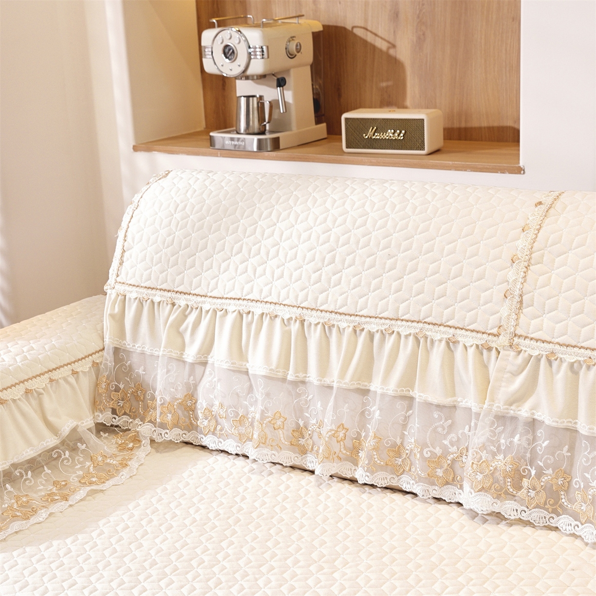 91家纺网 家纺一手货源 找家纺 共鸣沙发垫 2025新款羊毛尼沙发垫 羊毛尼米色