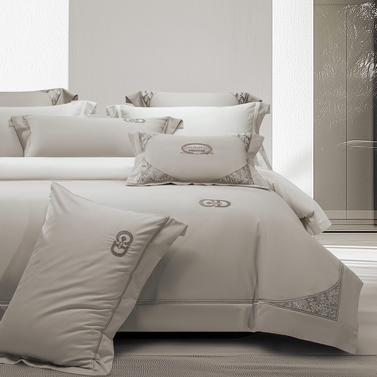 91家纺网 家纺一手货源 找家纺 高大尚婚庆馆 2025新款长绒棉磨毛四件套-贝罗 贝罗-香槟金