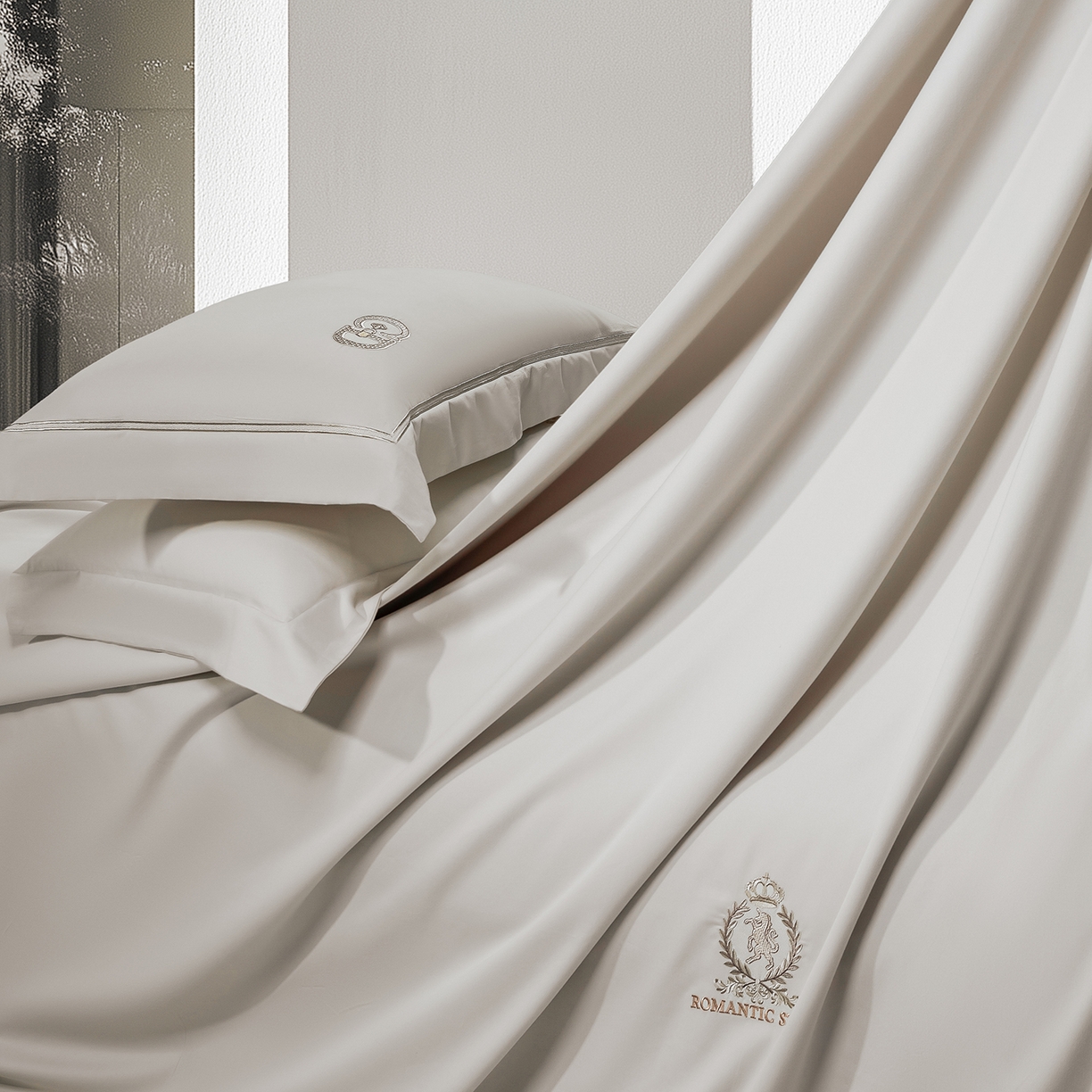 91家纺网 家纺一手货源 找家纺 高大尚婚庆馆 2025新款长绒棉磨毛四件套-贝罗 贝罗-香槟金