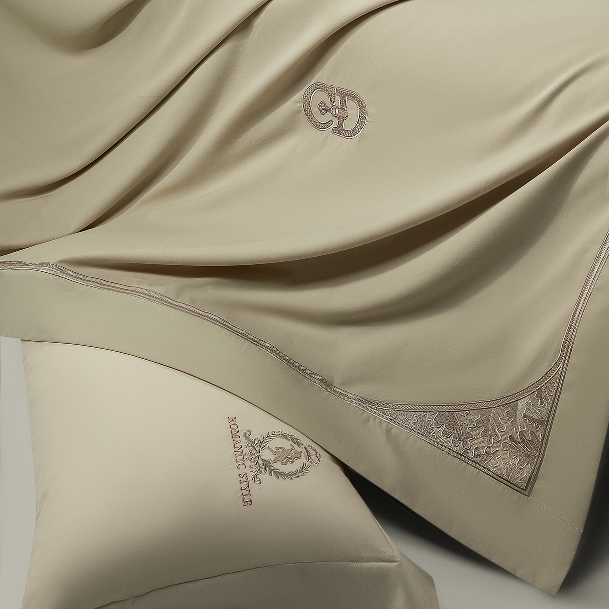 91家纺网 家纺一手货源 找家纺 高大尚婚庆馆 2025新款长绒棉磨毛四件套-贝罗 贝罗-油果绿