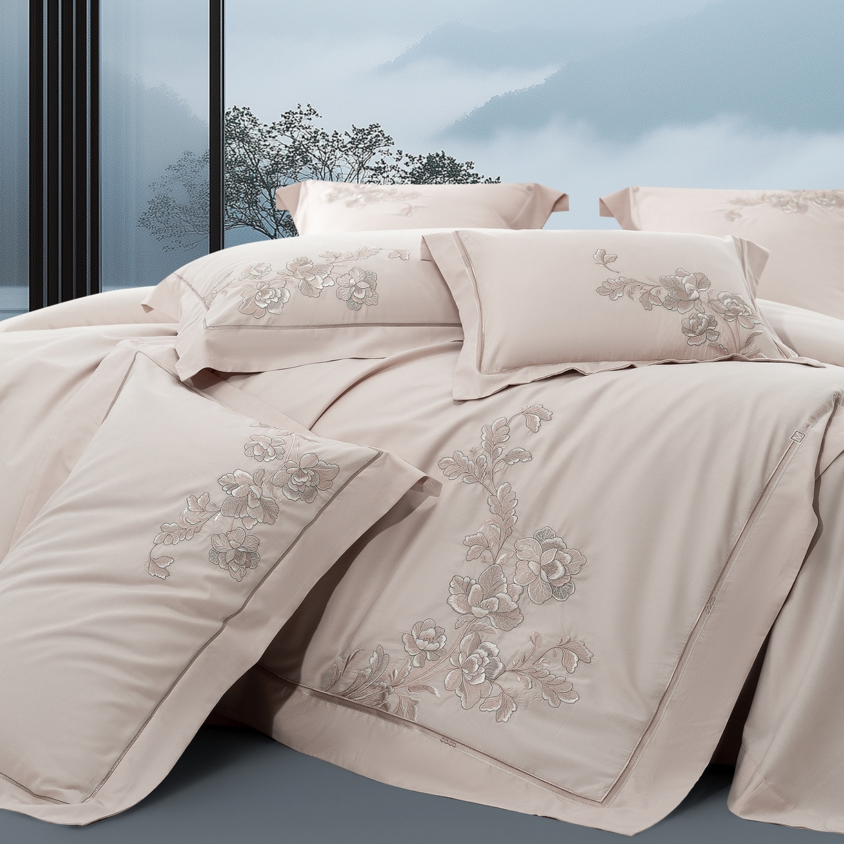 91家纺网 家纺一手货源 找家纺 （总）高大尚婚庆馆 2025新款长绒棉磨毛四件套-浮生若梦